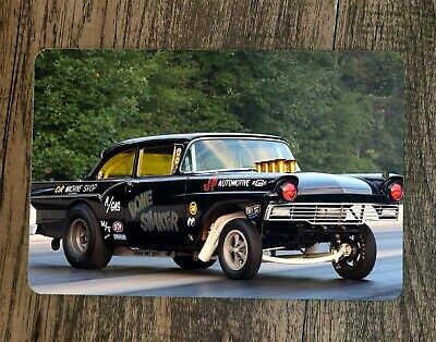 57 bone shaker ford Hot rod gasser classic car 8x12 Metal Wall Car Sign Garage Poster