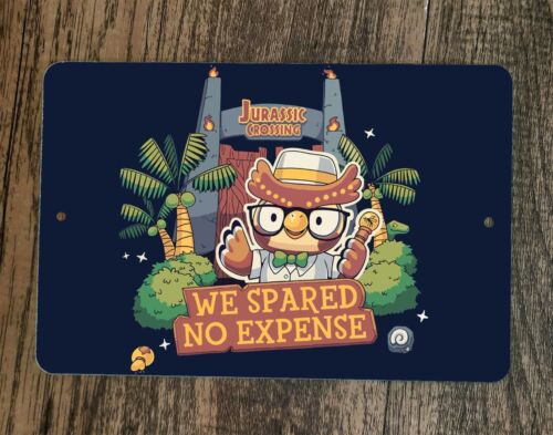 Jurassic Crossing 8x12 Metal Wall Sign Poster Animal Video Game Parody