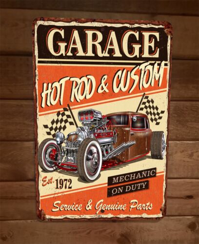 Hot Rod Custom Service and Genuine Parts 8x12 Metal Wall Sign Garage Poster