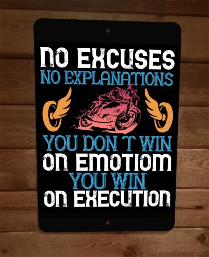 You Win on Execution Motorcycle Racing 8x12 Metal Wall Sign Garage Poster