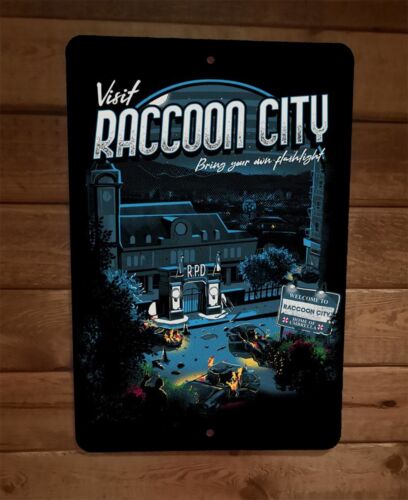 Visit Raccoon City 8x12 Metal Wall Sign Poster Video Game Resident Evil
