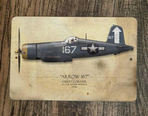 Arrow 167 F4U-1D Corsair Military Jet Plane 8x12 Metal Wall Sign Poster