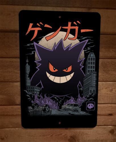 Pokemon Ghost Gengar Art 8x12 Metal Wall Sign Poster Anime