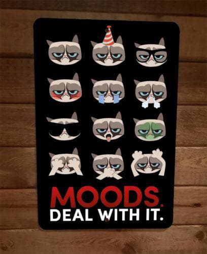 Grumpy Cat Moods Deal With It 8x12 Metal Wall Sign Animal Poster