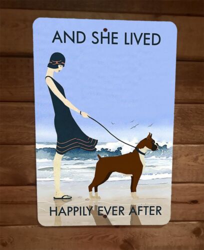 And She Lived Happily Ever After Boxer Dog 8x12 Metal Wall Sign Animal Poster