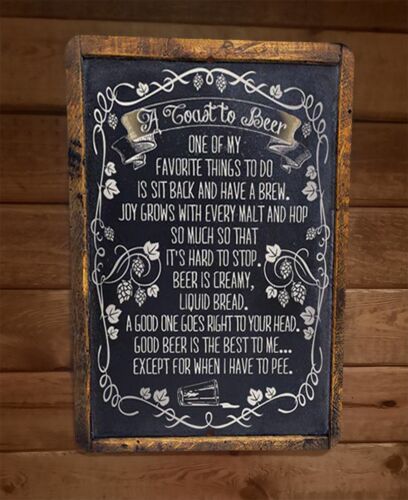A Toast to Beer 8x12 Metal Wall Bar Sign Poster