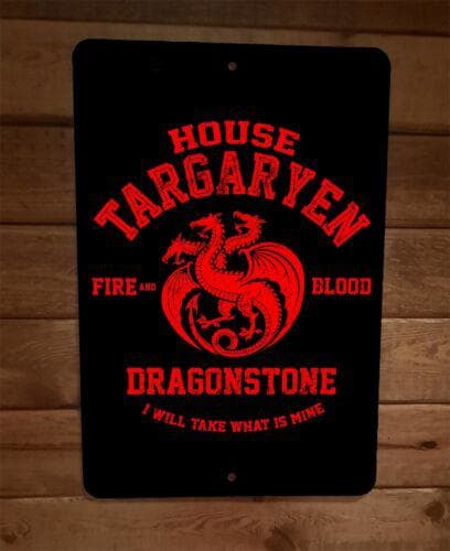House Targaryen Dragonstone Fire and Blood 8x12 Metal Wall Sign Poster