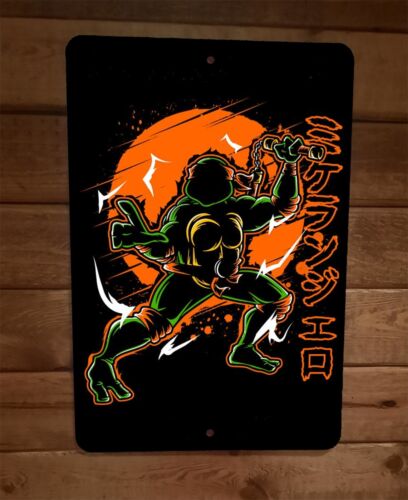 Orange Ninja Turtle Michelangelo TMNT Art 8x12 Metal Wall Sign Poster