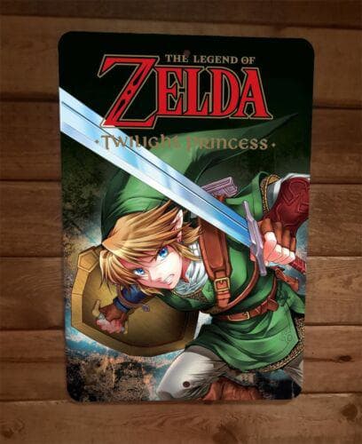 Legend of Twilight Zelda Princess 8 by 12 Inch Metal Wall Sign Featuring Classic Video Game Poster Design