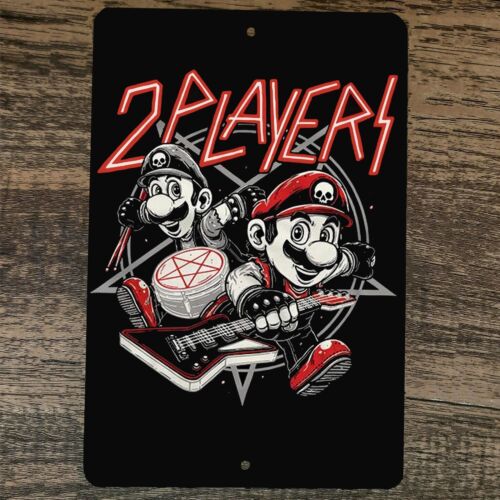 2 Players Mario Luigi Rock Band 8x12 Metal Wall Video Game Arcade Sign