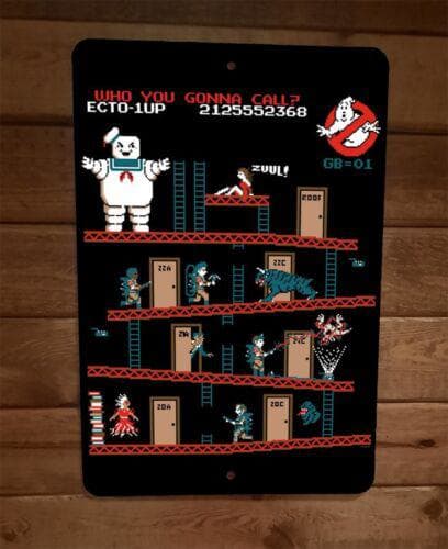 Gozer Kong Ghostbusters 8x12 Metal Wall Sign Video Game Donkey Parody Poster
