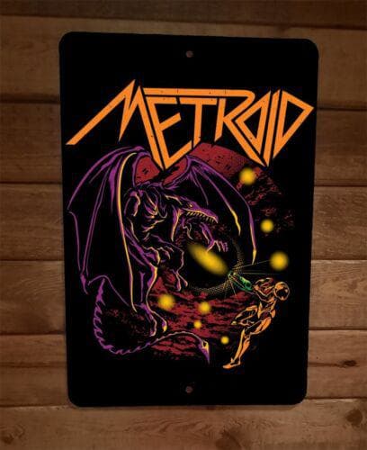 Samus vs Ripley Dragon Metroid Video Game 8x12 Inch Metal Wall Sign Poster