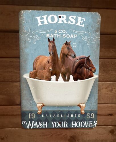 Horse Bath Soap 8x12 Metal Wall Sign Animal Poster #2