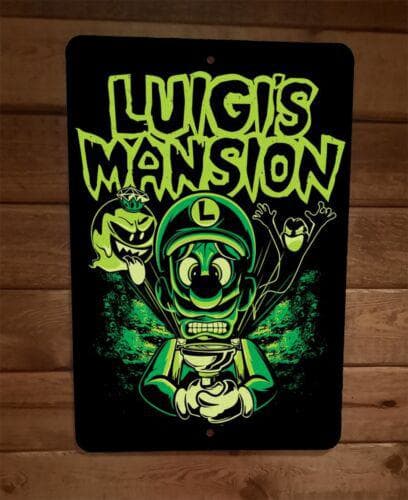 Luigi's Mansion 8x12 Inch Metal Wall Sign Video Game Mario Bros Poster