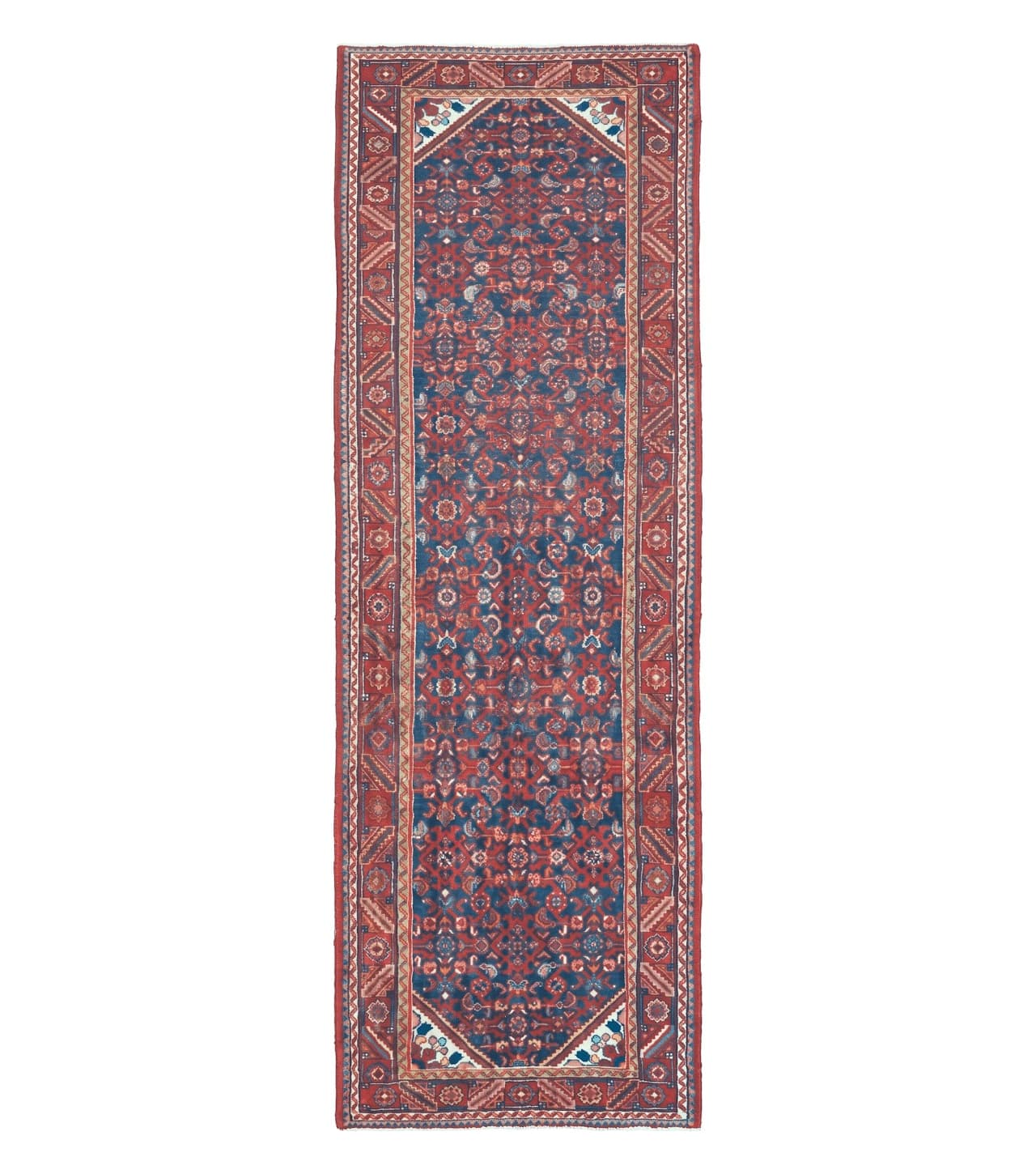 3' 6" X 10' 4" Antique Handmade India Floral Oriental Wool Runner Rug # 128