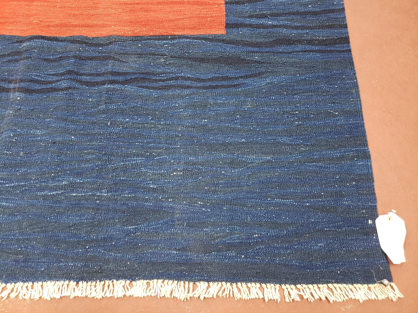 Blue and Red Turkish Kilim Rug, New 6x9 - 7x10 Flatweave Area Rugs, Hand Woven, Wool Handmade Oriental Kilim Abstract Modern Boho, Minimal