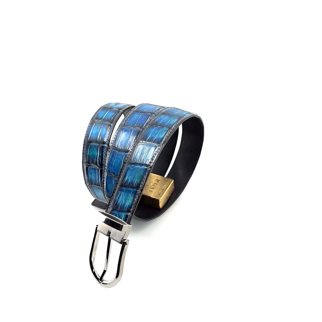 Maurice Custom Alligator Belt - Dark Blue