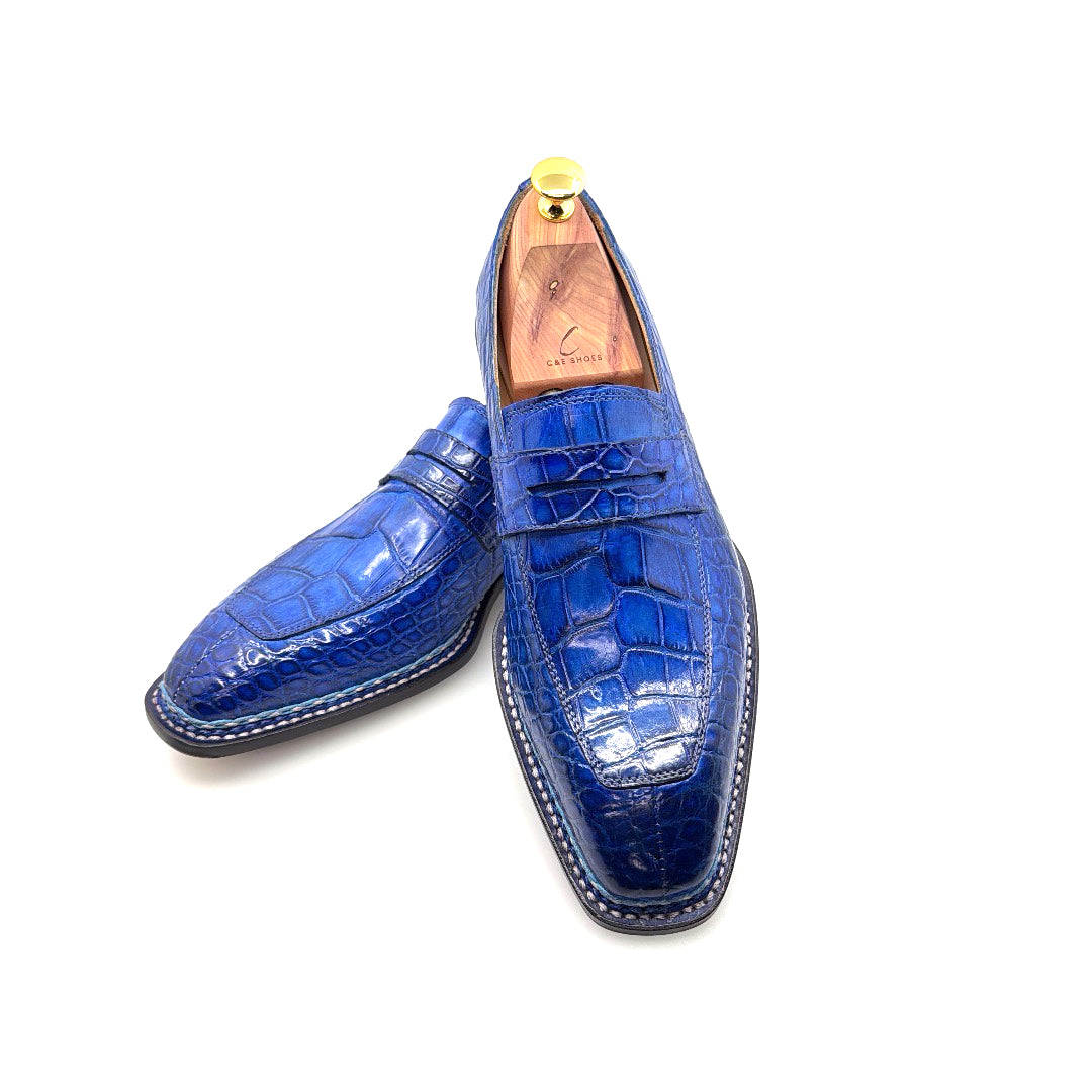 Maurice Carolina Custom Made Alligator Loafer - Cobalt Blue