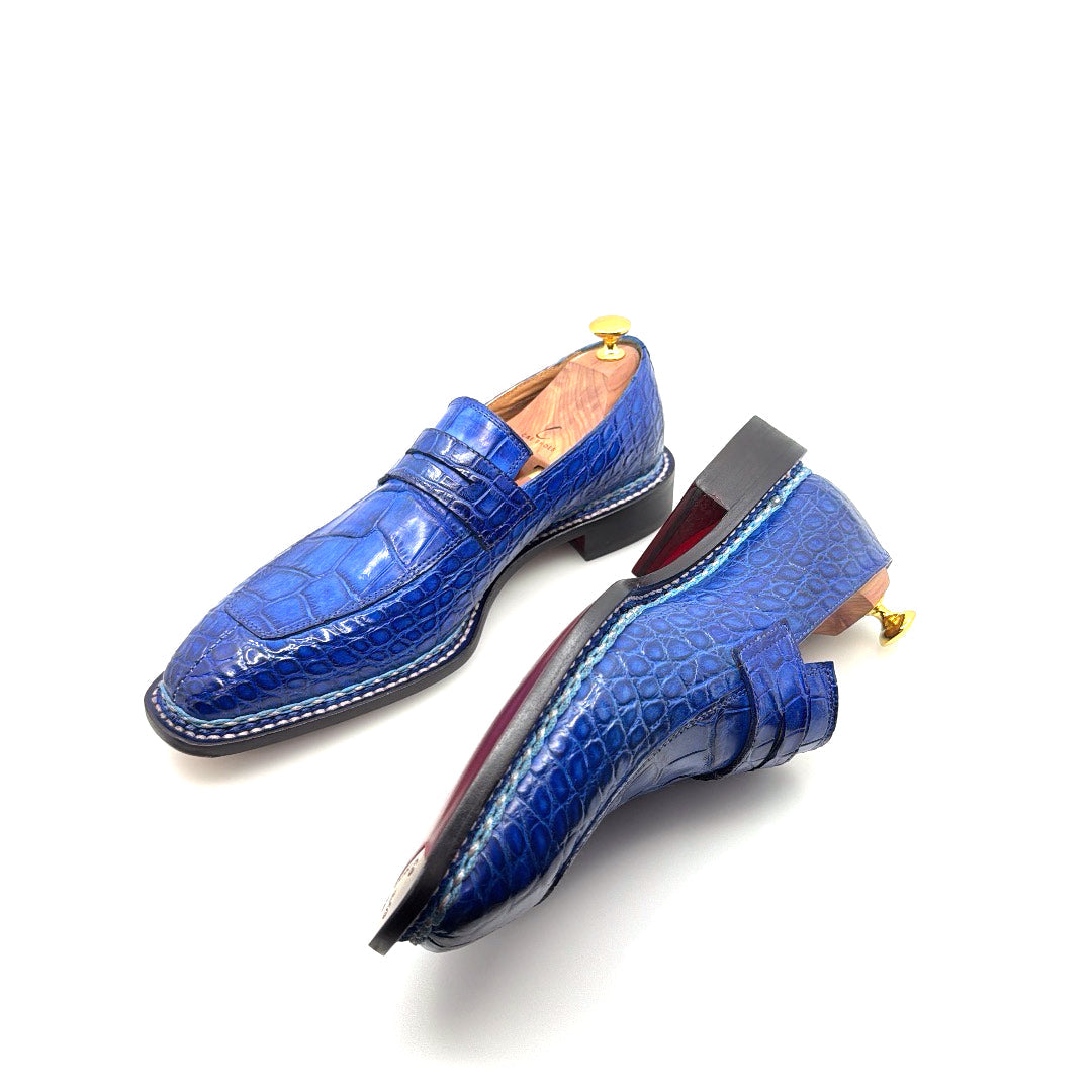 Maurice Carolina Custom Made Alligator Loafer - Cobalt Blue