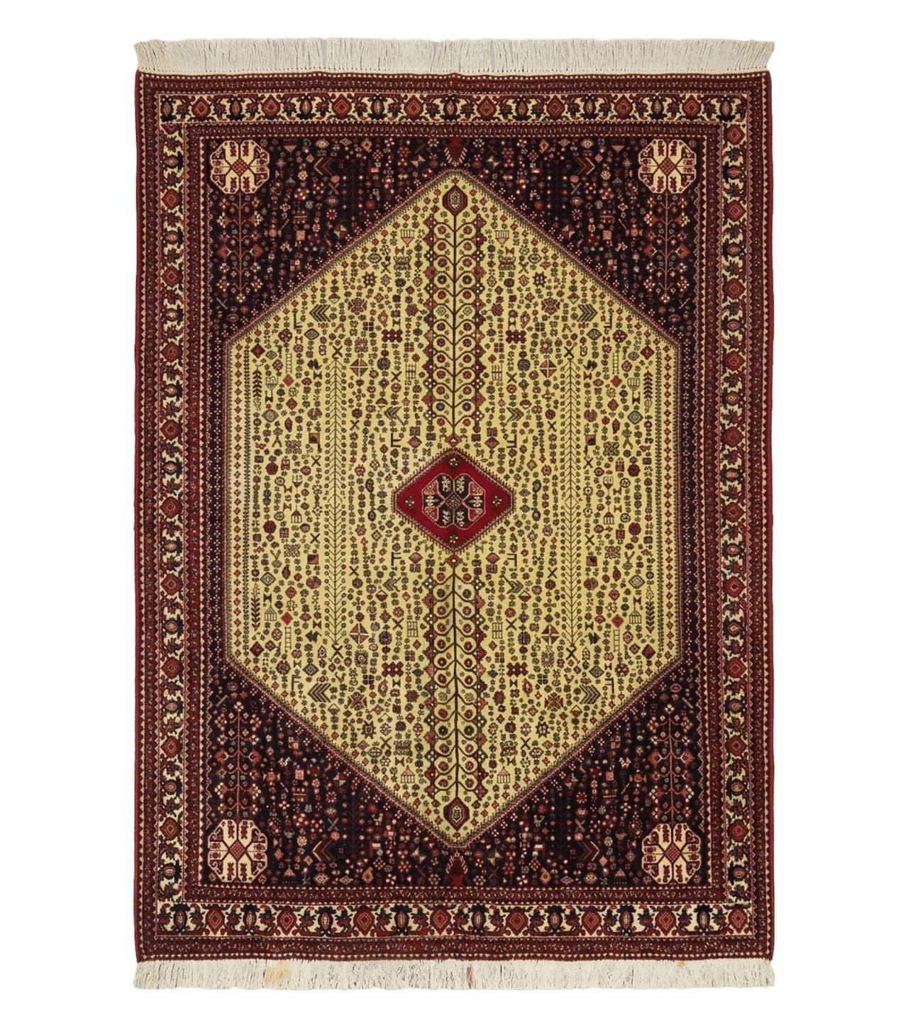 7' X 10' Vintage Handmade Indian Floral Wool Rug Hand Knotted Carpet Ivory Red