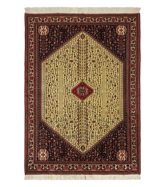 7' X 10' Vintage Handmade Indian Floral Wool Rug Hand Knotted Carpet Ivory Red