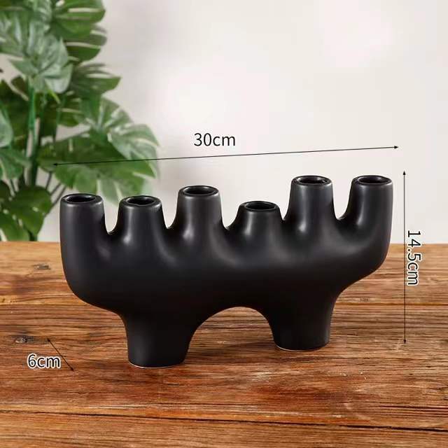 Simple Modern Black And White Geometric Ceramic Vase Ornaments