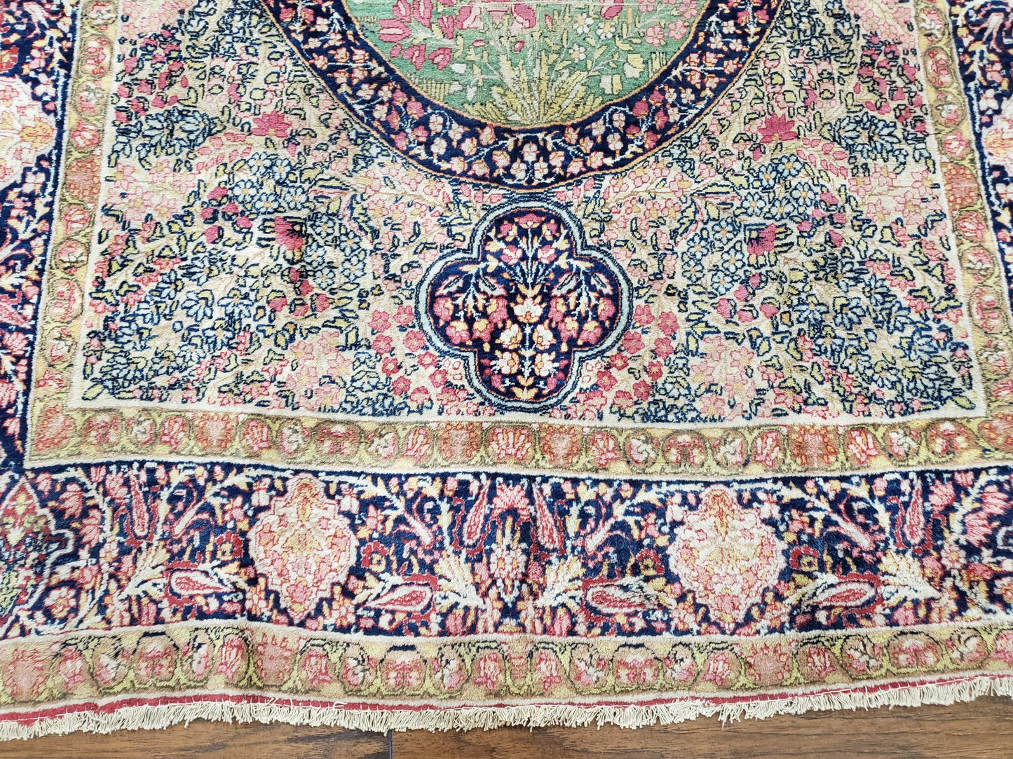Antique Persian Kerman Lavar Rug 4.4 x 7.5, Highly Collectible Rare, 1880s Rug, Millefleurs, Cows, Wool Hand Knotted, Pictorial