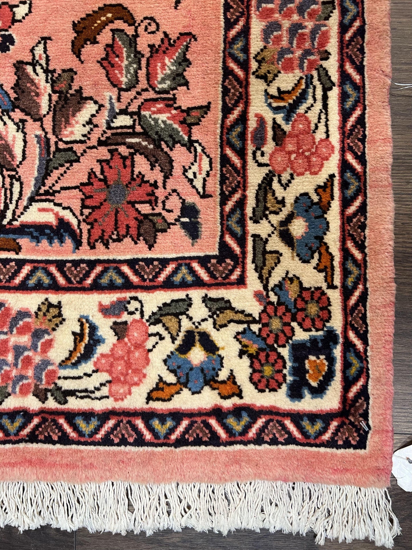 Persian Sarouk Runner Rug 2.9 x 13.6, Wool Floral Hand Knotted Runner