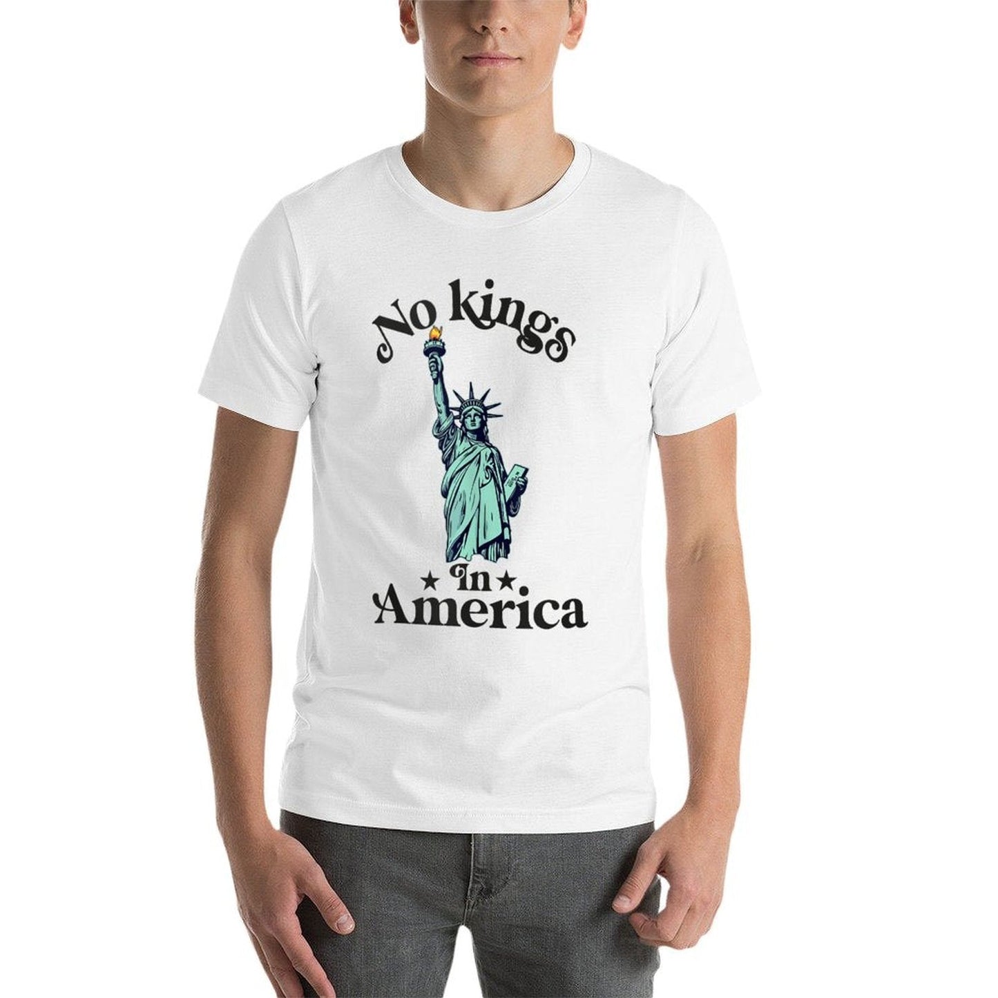 No Kings in America Flag Protest Save Democracy  Heathered Texture T-Shirt