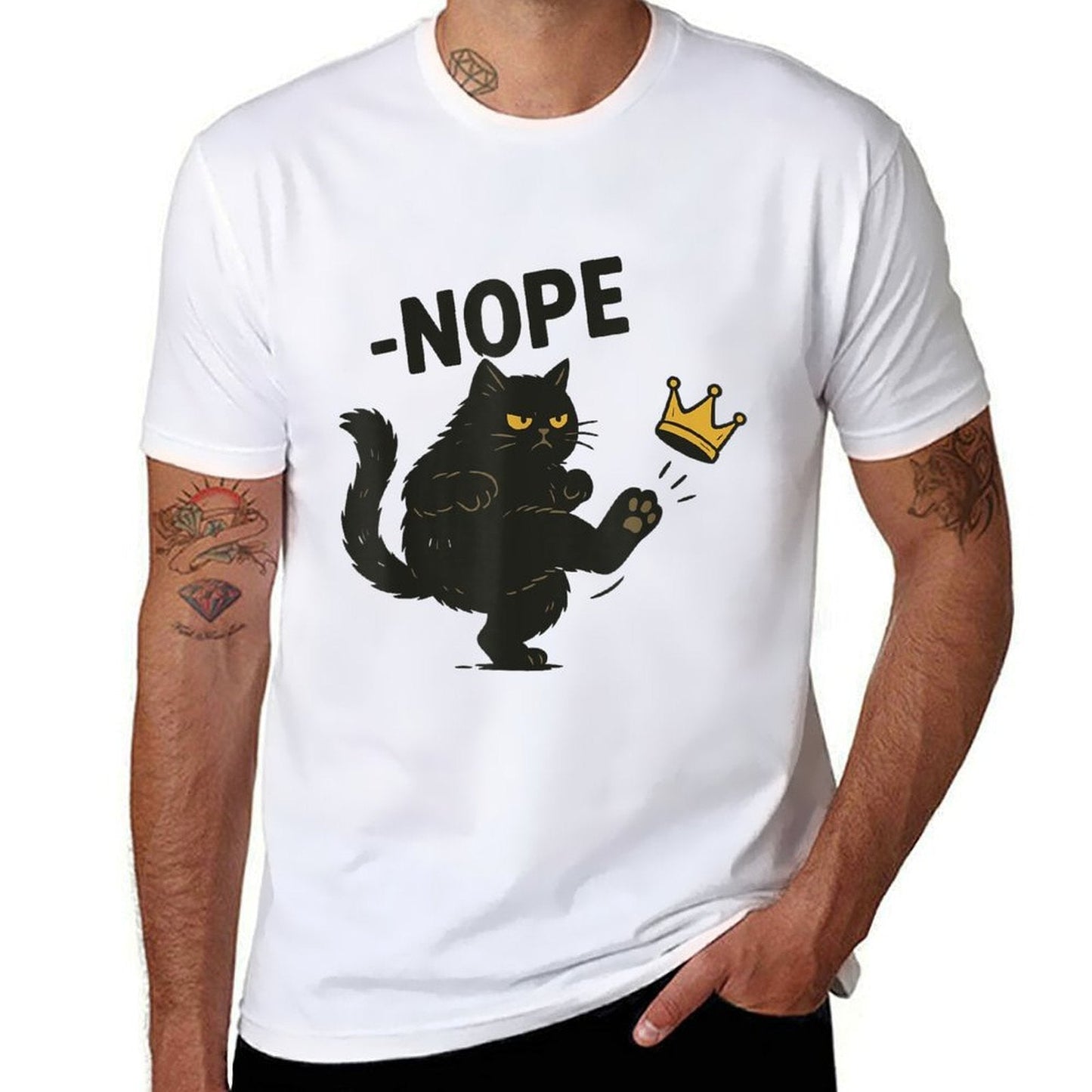 No Kings in America Black Cat Funny Political Meme Patriotic  Lightweight T-Shirt