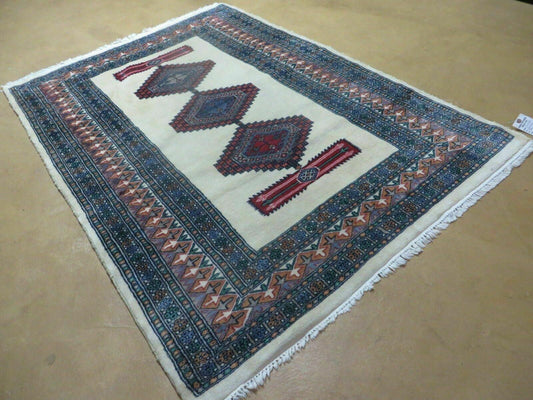 4' X 6' Vintage Handmade Bokhara Turkoman Pakistan Wool Rug Carpet Nice
