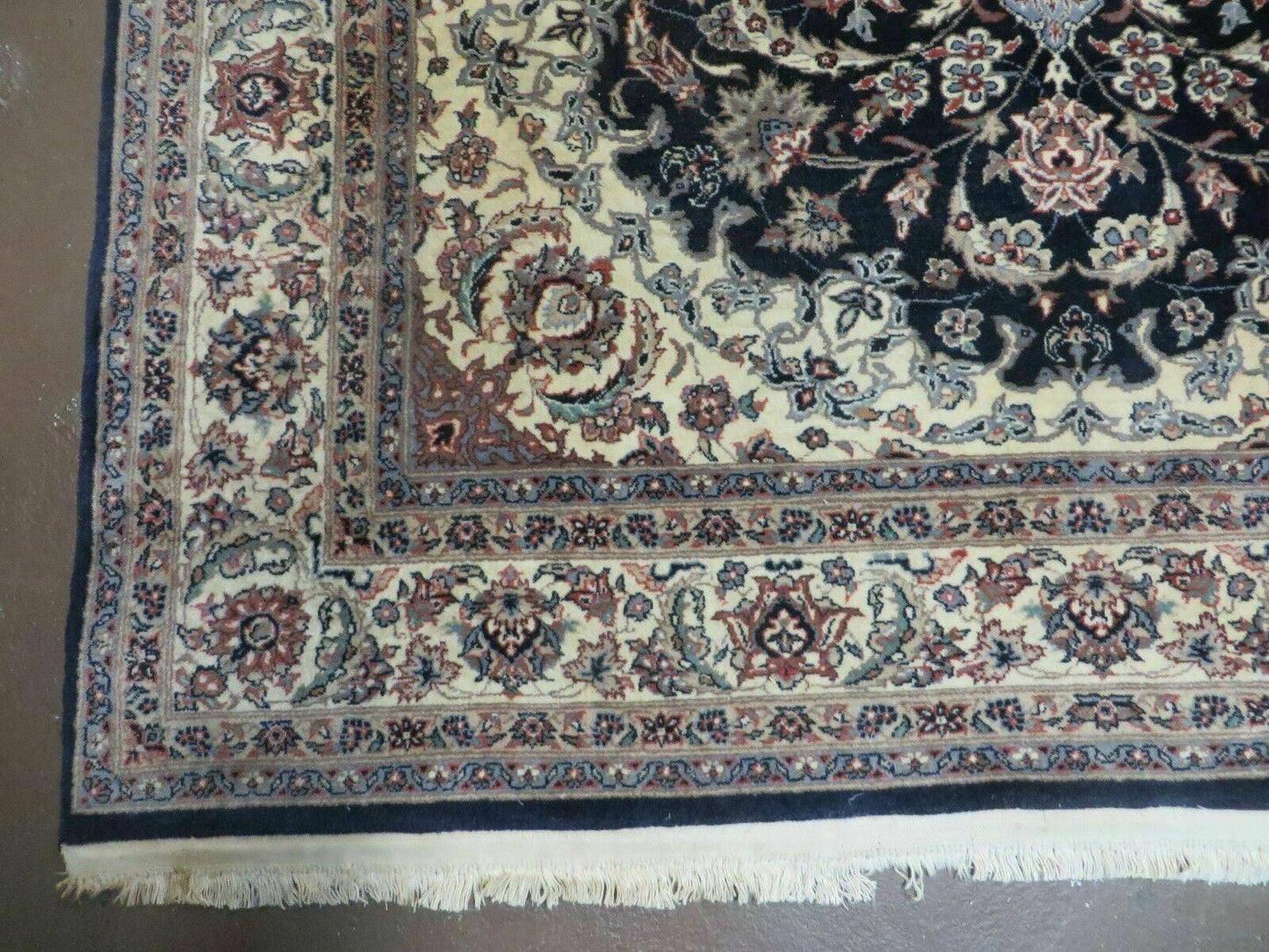 4' X 7' Vintage Handmade India Wool Silk Accent Rug Hand Knotted Black Organic