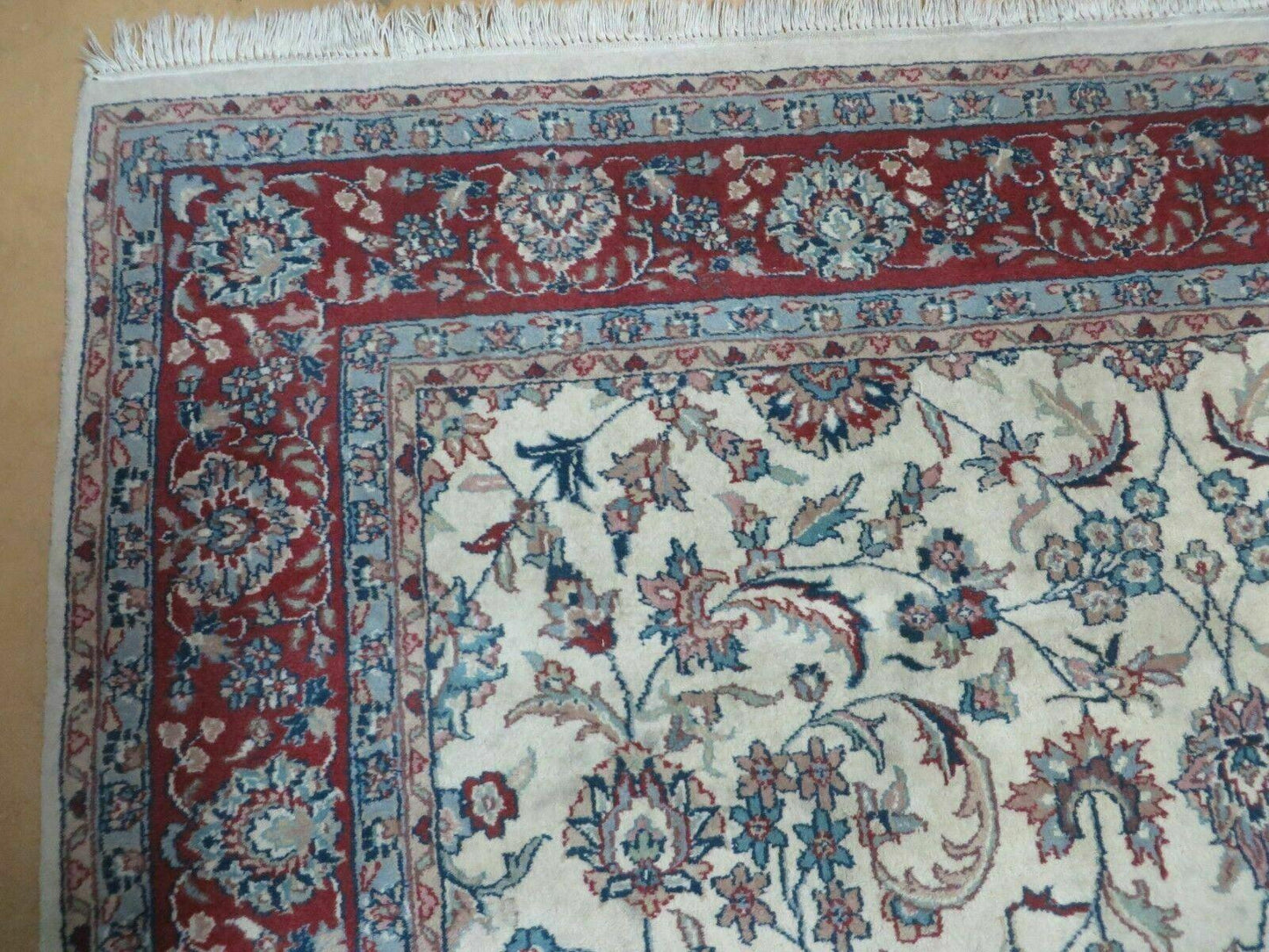 6' X 9' Vintage Handmade Fine Chinese Floral Oriental Wool Rug Carpet Beige