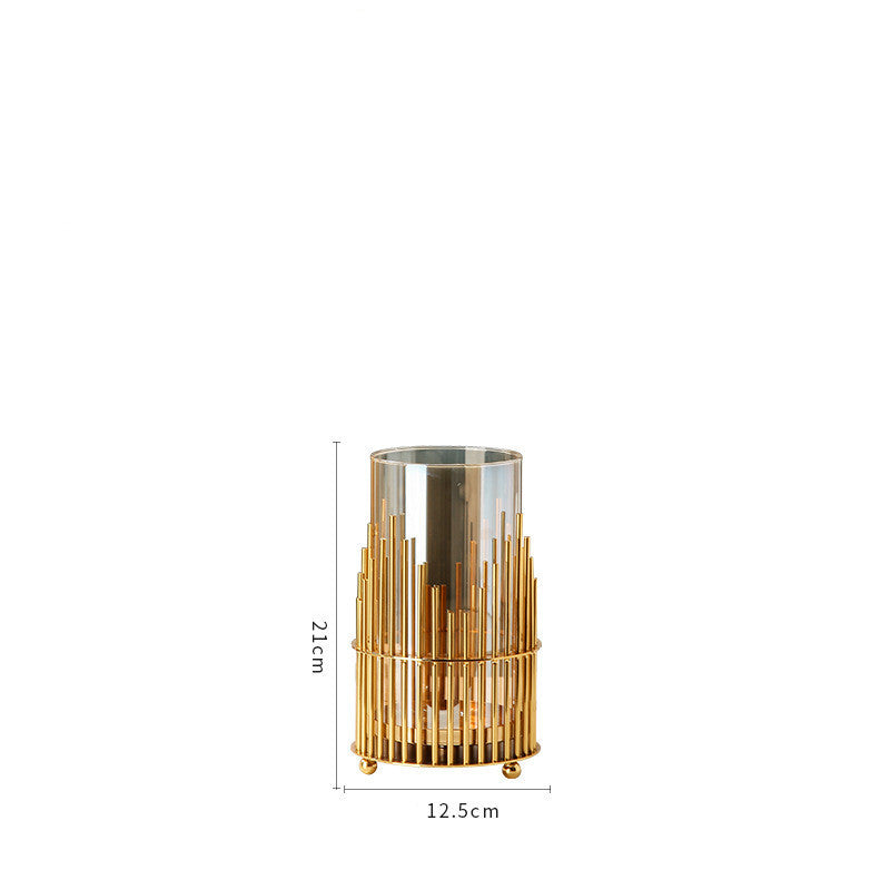Household European Style Simple Metal Glass Vase