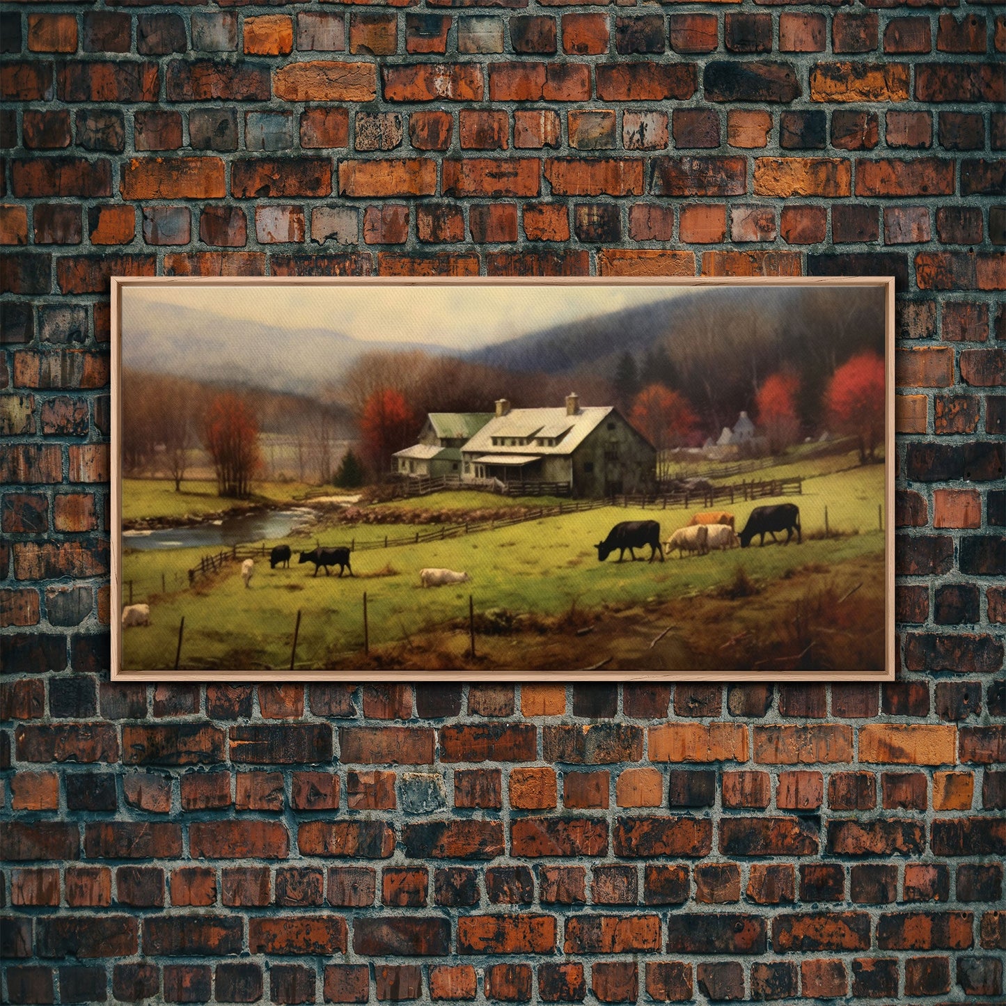 Farm Wall Decor, Country Wall Decor, Farm Animals Wall Decor, Fall Wall Art, Panoramic Wall Decor, Canvas Print, Wall Art, Framed Canvas Art