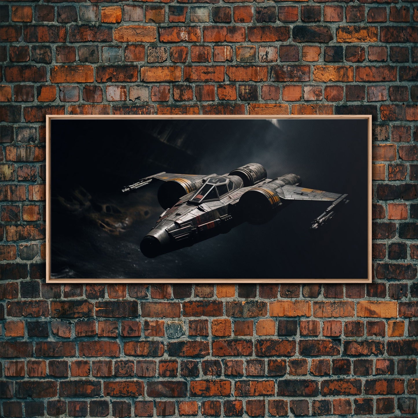 The Star Fighter, Cool Scifi Wall Art, Scifi Art, Framed Canvas Print, Gull Wing Space Ship, Unique Art, Alien Wall Art, Space Ship Art