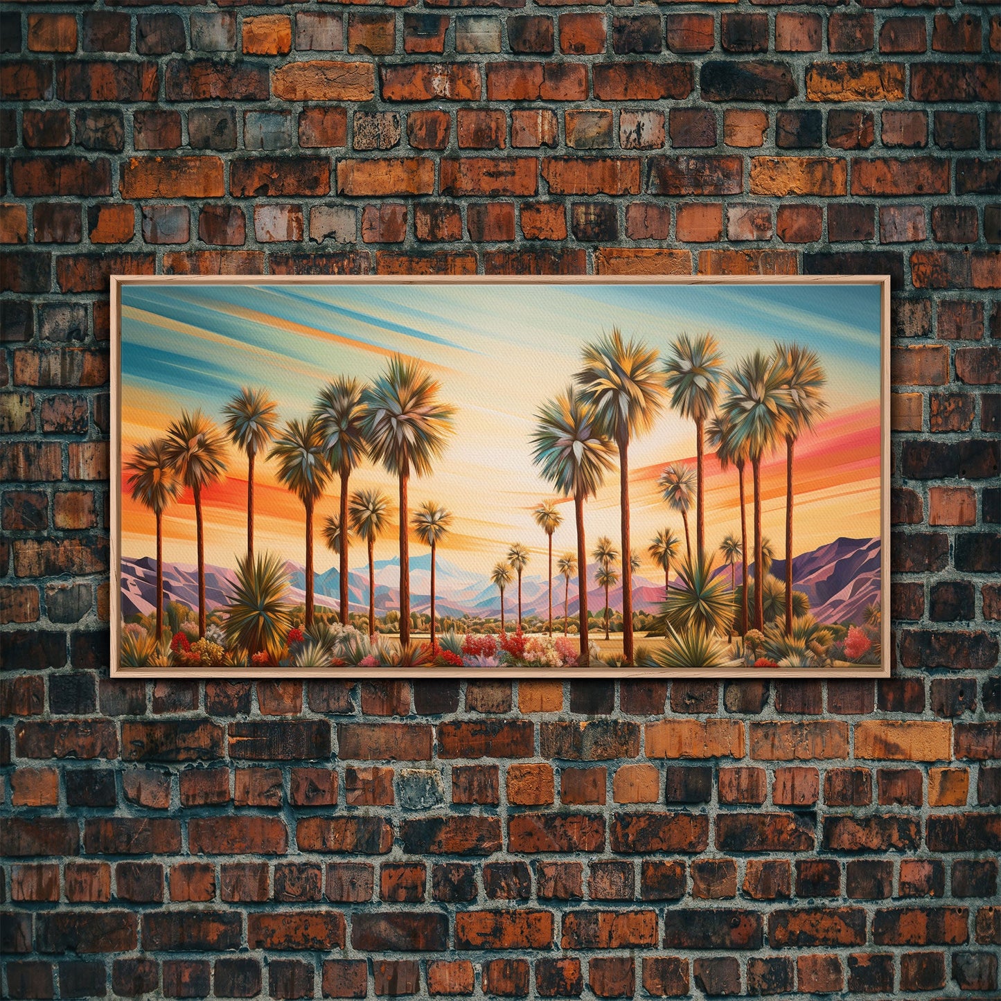 Desert Landscape, Palm Tree Wall Art, Sunset Wall Print, Panoramic Art, Wall Art, Canvas Art, Landscape Art, Thank You Gift, Home Décor
