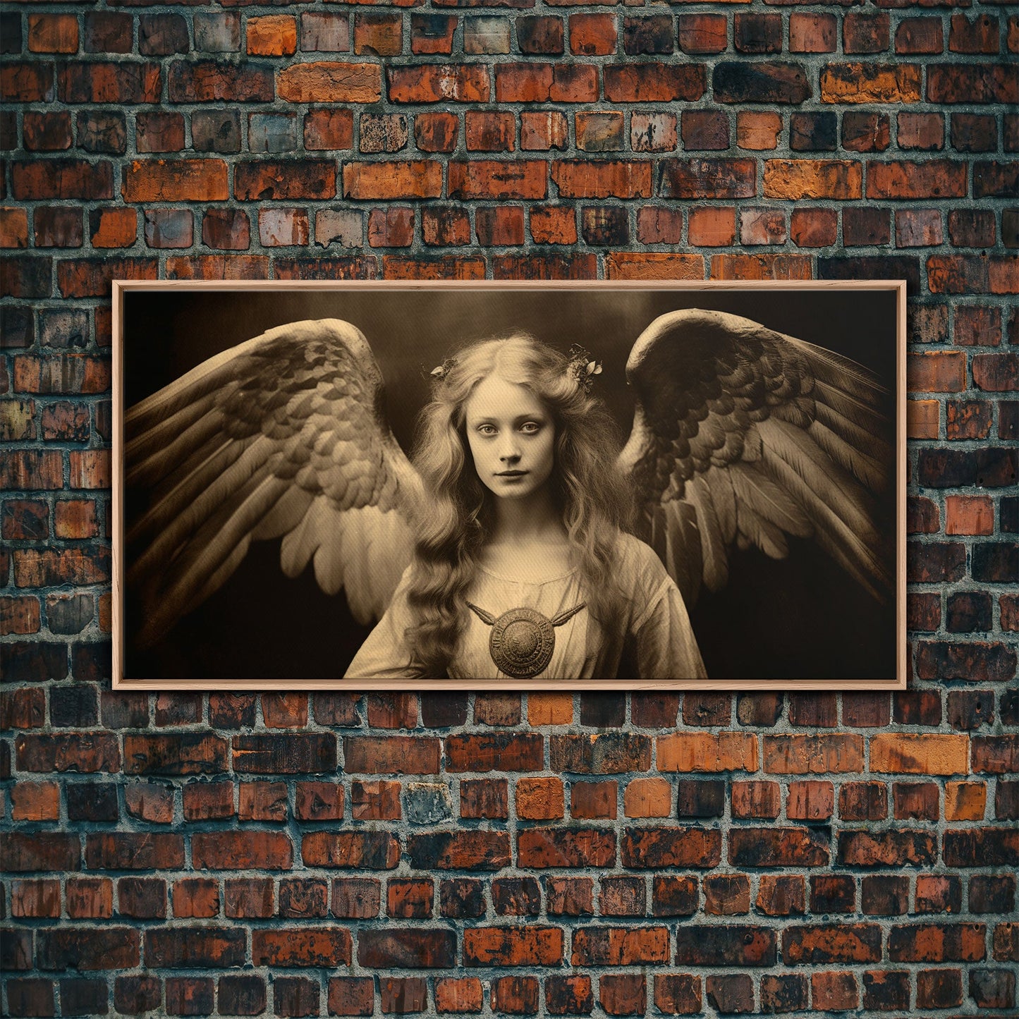 Tintype Photo Of An Angel, Angel Art, Angel Painting, Framed Canvas Print, Guardian Angel, Angel Art Print, Angel Wings, Religious Art
