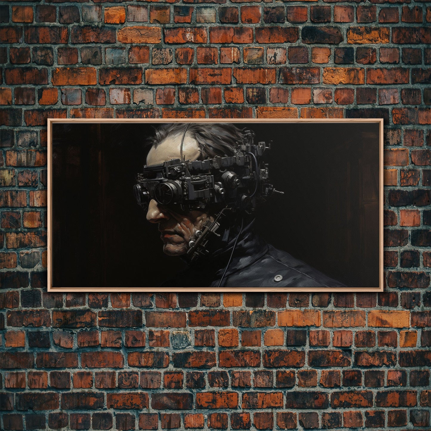 Victorian Steampunk Cyborg, Framed Canvas Print, Horror Prints, Halloween Wall Art, Halloween Themed Decor