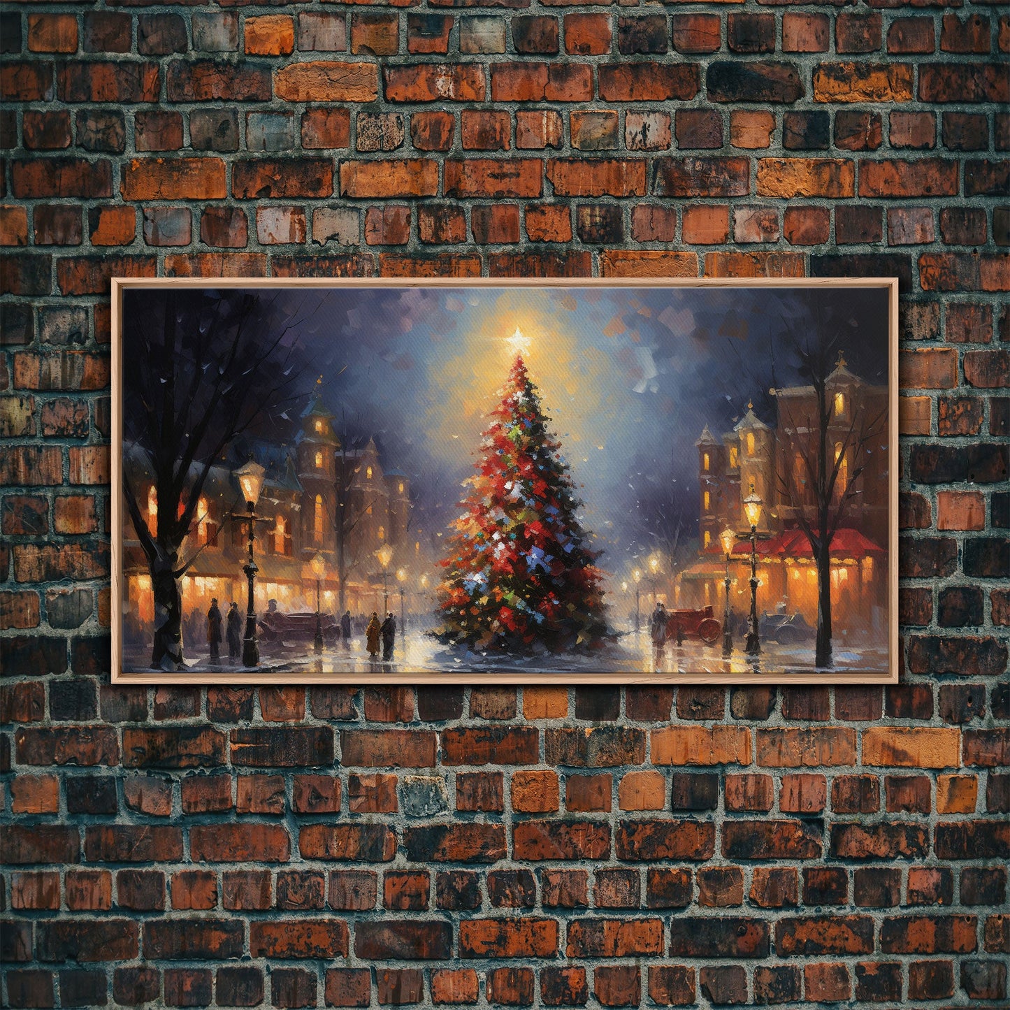 Retro Christmas Village Framed Christmas Wall Art - Framed Christmas Art - Canvas Art - Winter Decor - Winter Wonderland Centerpiece