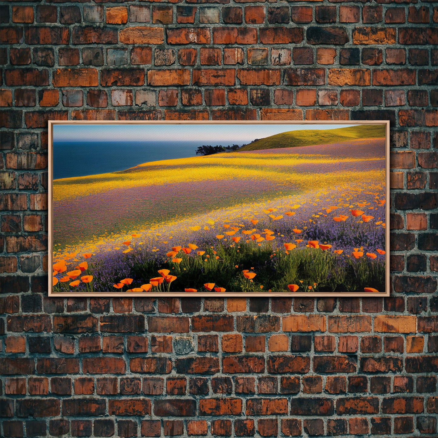 Vintage Wildflower Field Wall Art | Field Of Flowers Art | Botanical Wildflower Art | Framed Canvas Print | Framed Art