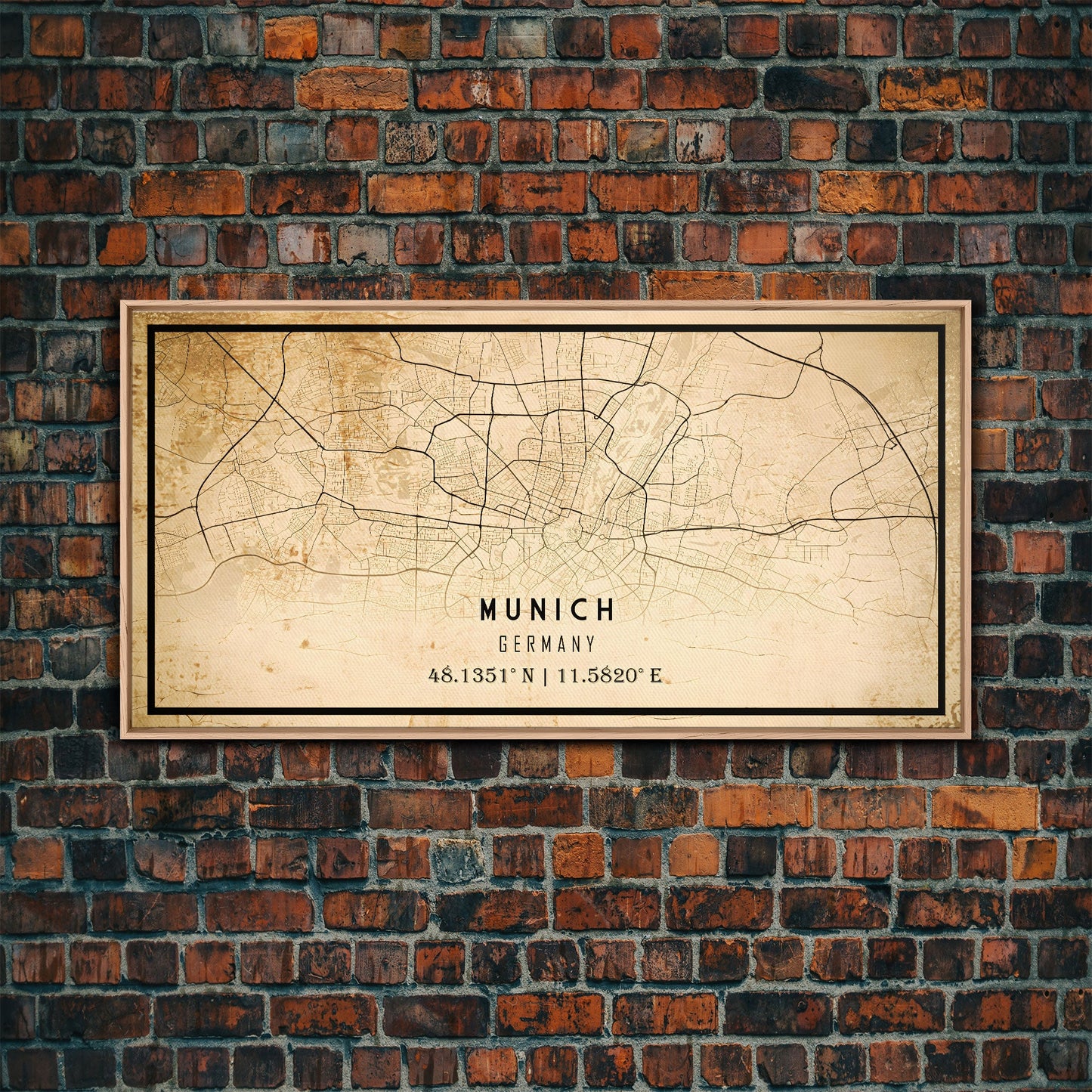 Munich map print poster or framed canvas, Munich Germany map print poster canvas, Munich city map print poster canvas, Vintage Travel Art
