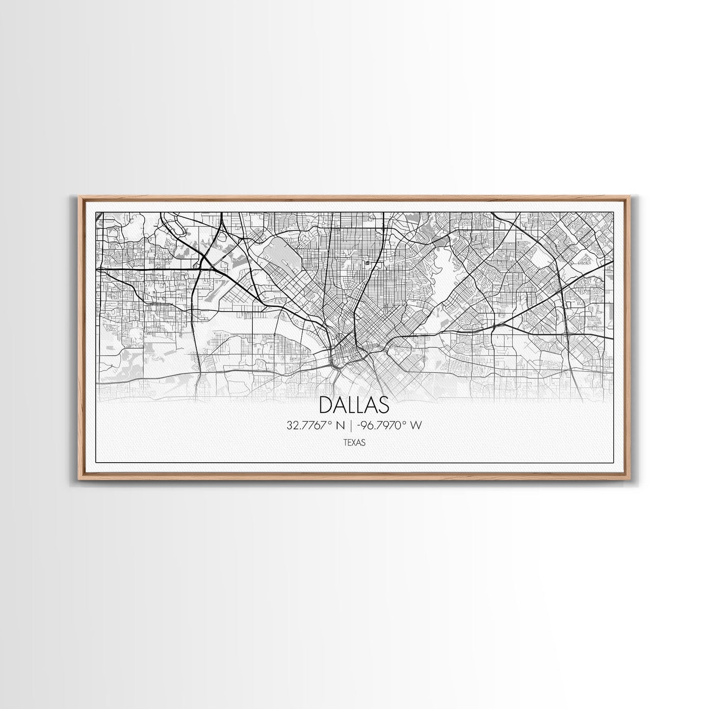 Dallas Street Map, Texas Map, Map Print, Minimalist Art, Wall Art, Canvas Art, Patriotic Décor, Boys Room Décor, Tiny House Gift, Home Décor