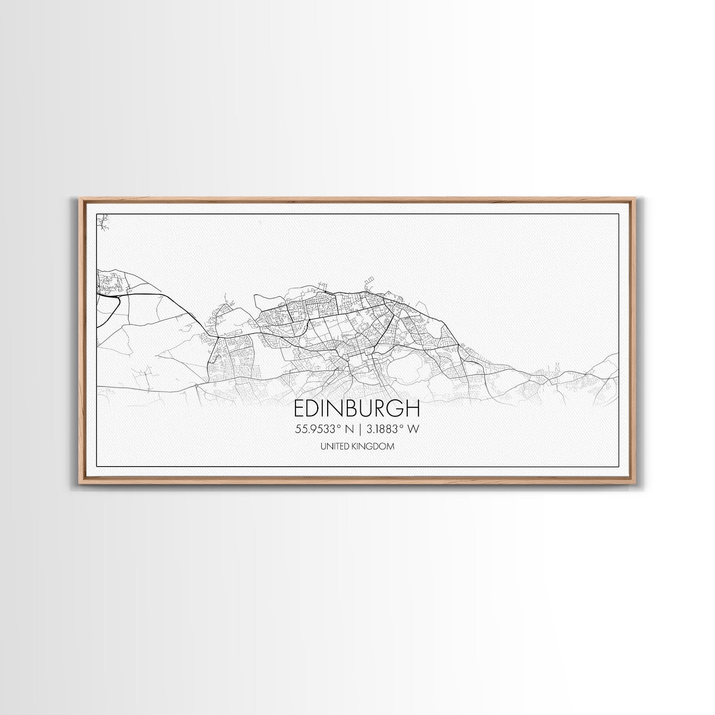 Edinburgh Street Map, Scotland Map, Map Art, Minimalist Art, Wall Art, Canvas Art, Travel Wall Art, Husband Gift, Office Décor For Men