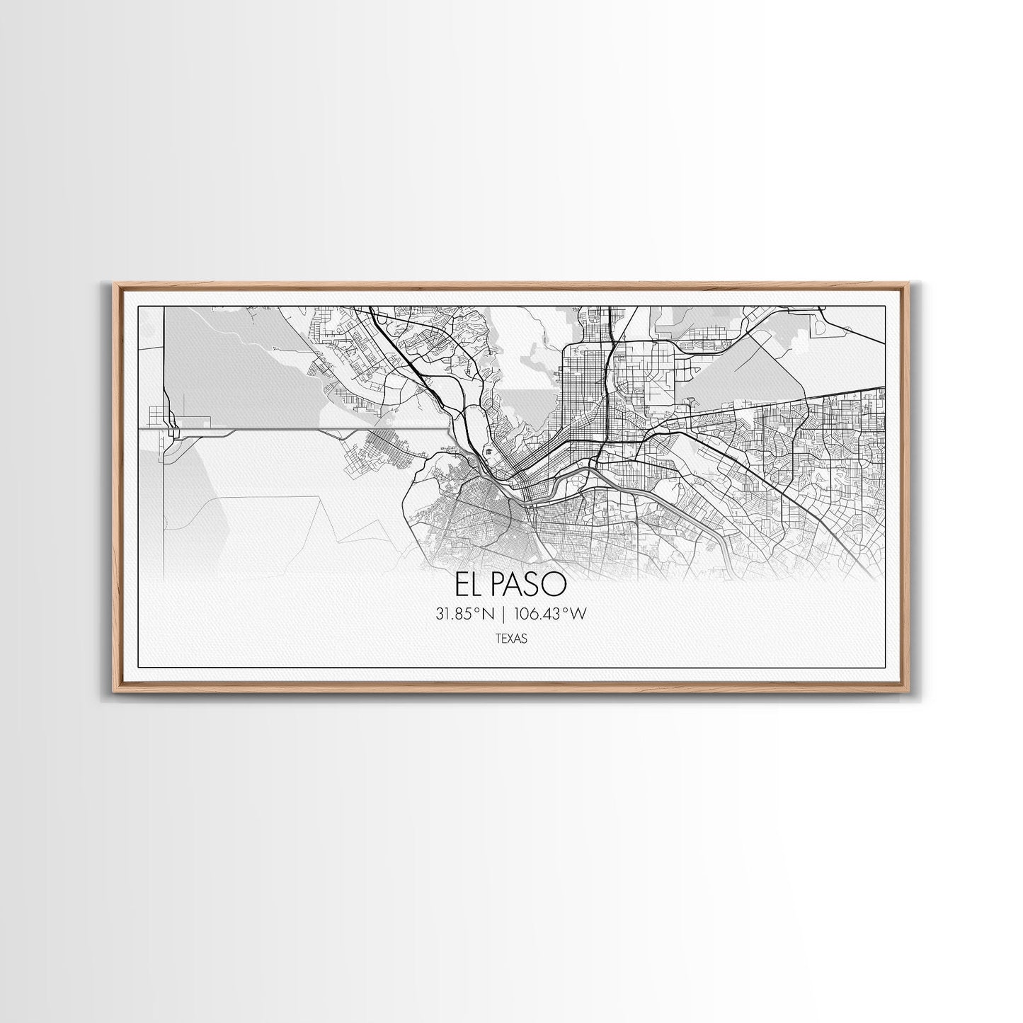 El Paso Street Map, Texas Map, Map Art, Minimalist Art, Wall Art, Canvas Art, Dorm Room Décor, Unique Room Décor, Father Gift, Prints