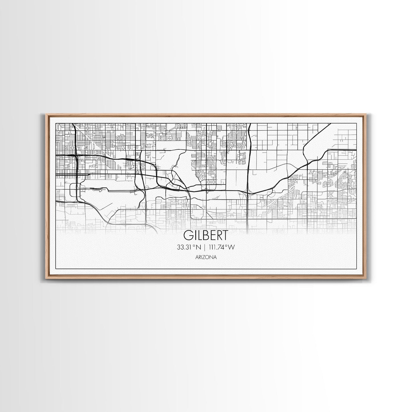 Gilbert City Map, Arizona Map, Map Art, Minimalist Art, Wall Art, Canvas Art, Lake House Décor, Ranch House Décor, Dorm Wall Décor, Home Art
