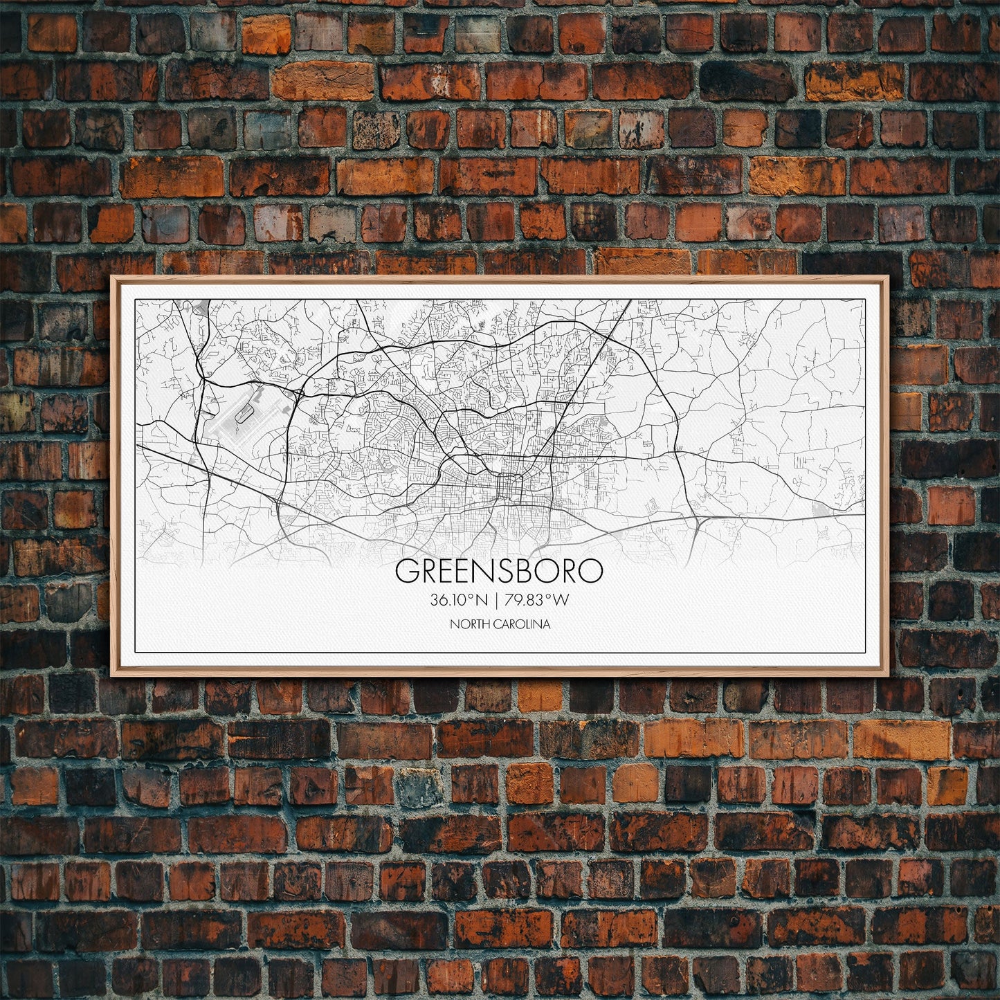 Greensboro City Map, North Carolina Map, Map Art, Minimalist Art, Wall Art, Canvas Art, Cabin Wall Art, Living Room Wall Art, New Home Gift