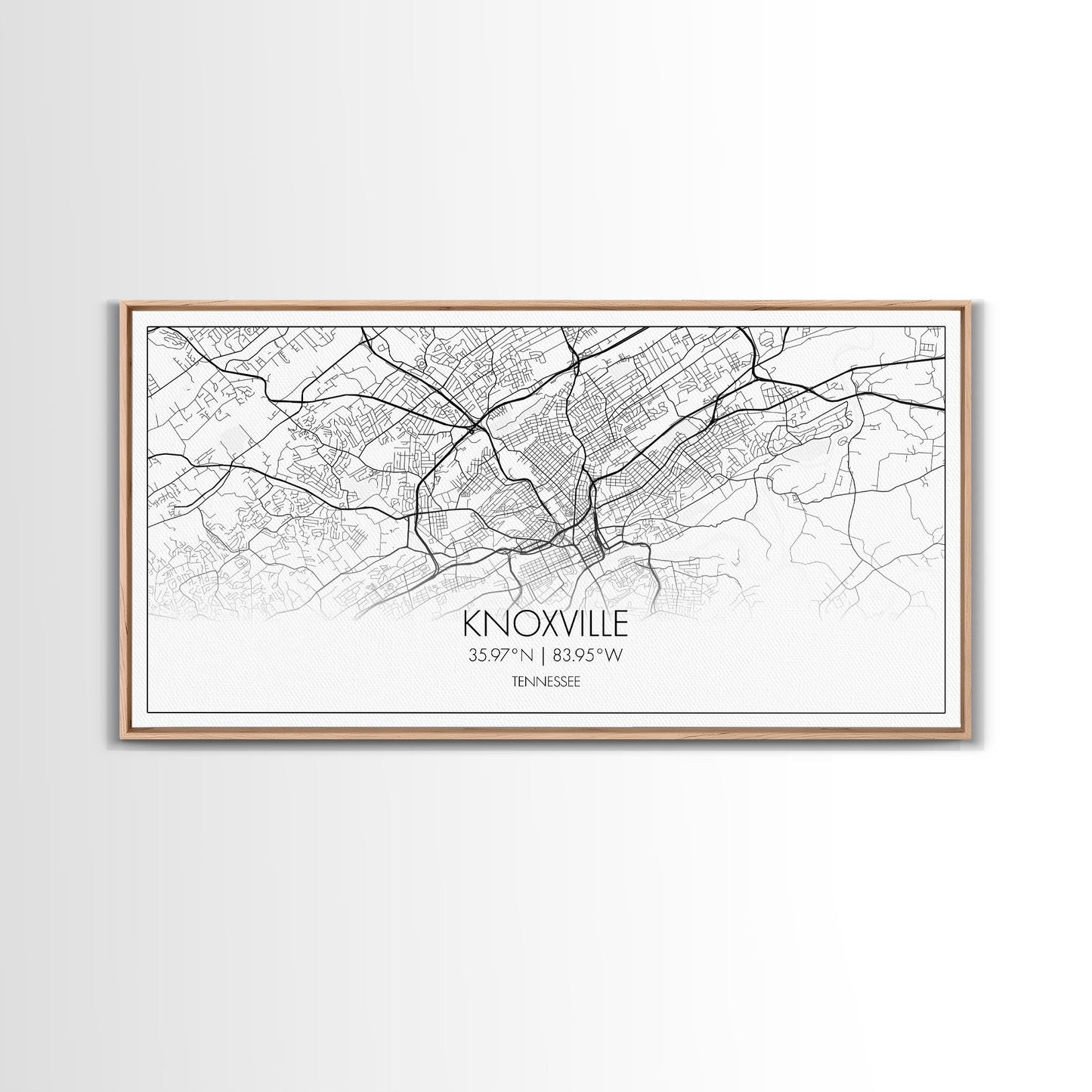 Knoxville City Map, Tennessee Map, Map Art, Modern Art, Wall Art, Canvas Art, Cabin Wall Art, Bon Voyage Gift, Rustic Country Décor, Prints