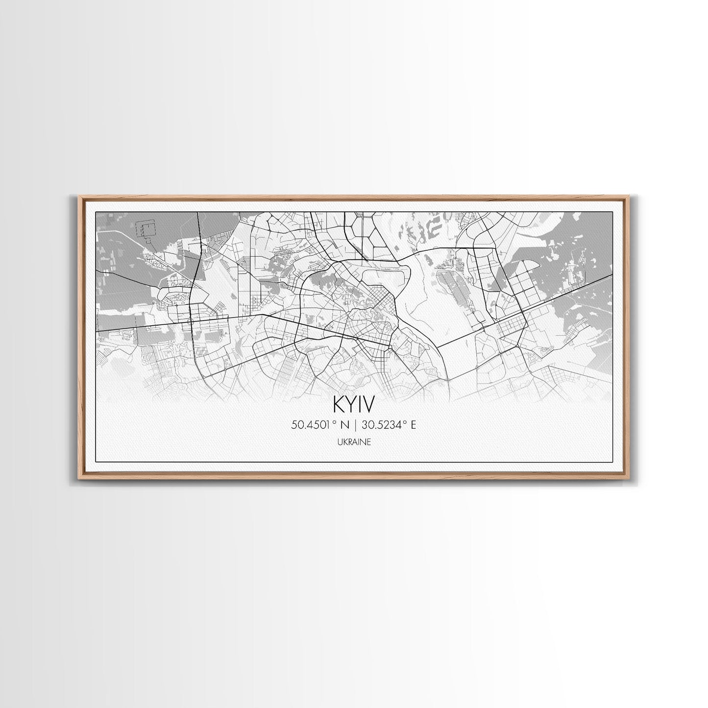 Kyiv City Map, Ukraine Map, Map Art, Modern Art, Wall Art, Canvas Art, Travel Wall Art, European Wall Print, New Home Gift, College Room Art