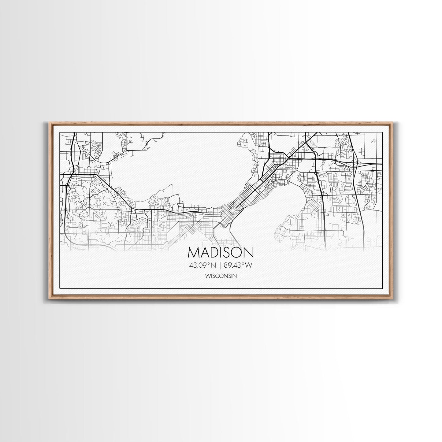 Madison City Map, Wisconsin Map, Map Art, Modern Art, Wall Art, Canvas Art, Unique Gifts, Large Wall Art, College Décor, Room Décor, Prints